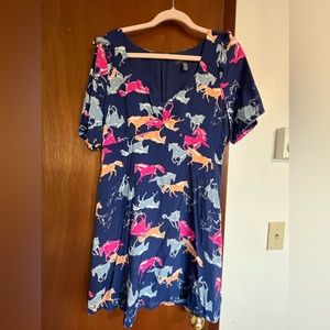 Modcloth Navy Running Horses Dress
